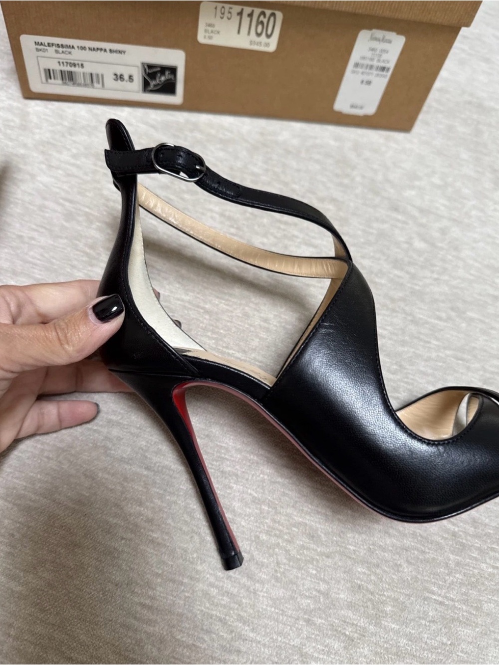 Christian Louboutin Malefissima 100 Nappa Leather Heels Black Size 36.5 - Picture 9 of 9